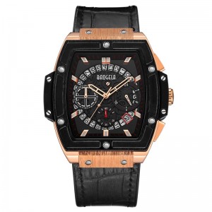 BAOGELA BRAND Fashion Mens Sports Sports Watersproof Calendar Watr Square Square multifuncție Silicon Band Mens Watch 1703 Rose Black