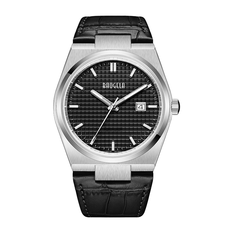 BAOGELA 40mm Men Business Ceasuri Quartz Sport Casual Casual Piele din piele de mână 50TM CLOM IPURNABIL MASE REGIO MASCULINO 22802